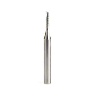 51482 Solid Carbide CNC Spiral 'O' Single Flute, Aluminum Cutting 1/8 Dia x 5/8 x 1/4 Shank x 2-1/2 Inch Long Up-Cut Router Bit