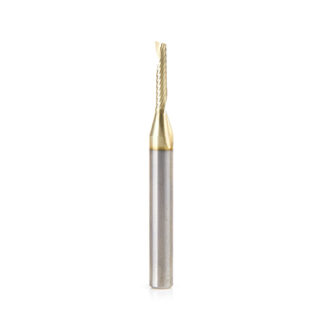 51482-Z Solid Carbide CNC Spiral 'O' Flute, Aluminum Cutting 1/8 Dia x 5/8 x 1/4 Shank Up-Cut ZrN Coated Router Bit