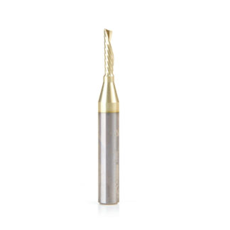 51503-Z Solid Carbide CNC Spiral 'O' Flute, Aluminum Cutting 1/8 Dia x 1/2 x 1/4 Shank Down-Cut ZrN Coated Router Bit