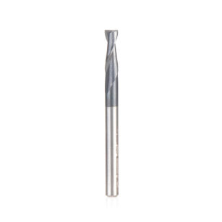 51674 CNC Solid Carbide Spiral for Steel & Stainless Steel with AlTiN Coating 2-Flute x 1/8 Dia x 3/8 x 1/8 Shank x 1-1/2 Inch Long Up-Cut Router Bit / 45º Corner Chamfer End Mill