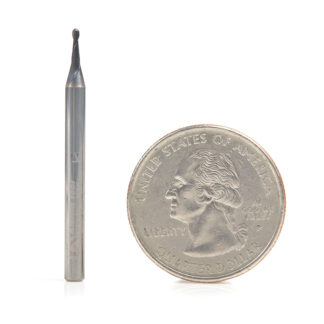 51746 AlTiN Coated CNC Steel, Stainless Steel & Composite Ball End Mini Mill 0.045 Dia x 0.0225 Radius x 0.135 x 1/8 Shank
