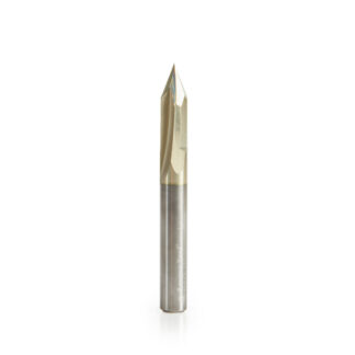 Zero-Point" 45 Degree V-Groove and Engraving 1/4 Dia x 0.310" x 1/4 Shank ZrN Coated Router Bit
