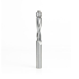 Solid Carbide UltraTrim Spiral 1/2 Dia x 2 Inch x 1/2 Shank with Double Lower Ball Bearing Up-Cut