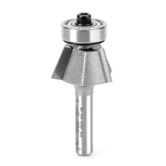 Carbide Tipped Bevel Laminate Trim 22 Deg x 15/16 Dia x 7/16 x 1/4 Inch Shank with Ball Bearing 3-Flute
