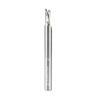 Solid Carbide CNC Spiral 'O' Single Flute, Plastic Cutting 3/16 Dia x 3/8 x 3/16 Shank x 2 Inch Long Down-Cut Router Bit