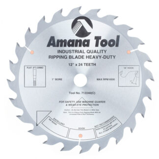 Carbide Tipped Heavy-Duty Ripping 12 Inch Dia x 24T FT, 18 Deg, 1 Inch Bore