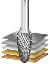 SF Burrs Solid Carbide Head Brazed into Steel Shank Tree Shape Double Cut Burr Bits