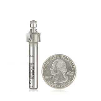 Carbide Tipped Miniature Corner Rounding 3/32 Radius x 3/8 Dia x 3/8 x 1/4 Inch Shank with Mini 3/16 Dia Lower Ball Bearing