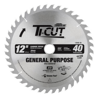12040-30 Carbide Tipped Ti-Cut™ General Purpose & Finishing 12 Inch Dia x 40T ATB  18 Deg  30mm Bore