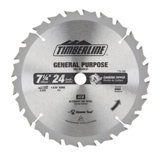 175-24C Carbide Tipped Professional Specialty All Purpose 7-1/4 Inch Dia x 24T ATB  18 Deg  5/8 Bore with Diamond Knockout