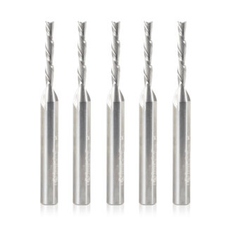 46225-5 5-Pack Solid Carbide Spiral Plunge 1/8 Dia x 13/16 x 1/4 Shank x 2-1/2 Inch Long Down-Cut Router Bit