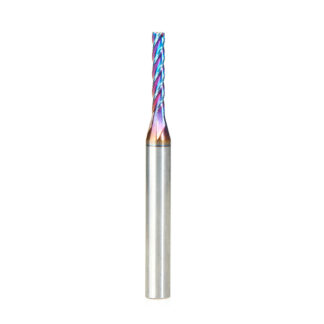 46292-SK CNC 2D and 3D Carving Flat Bottom 0.10 Deg Angle x 1/8 Dia x 1/2 x 1/4 Shank x 2 Inch Long x 4 Flute Solid Carbide Up-Cut Spiral Spektra™ Extreme Tool Life Coated Router Bit