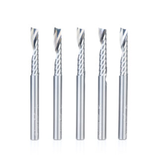 51481-5 5-Pack Solid Carbide CNC Spiral 'O' Single Flute, Aluminum Cutting 1/4 Dia x 1-1/4 x 1/4 Shank x 3 Inch Long Up-Cut Router Bit