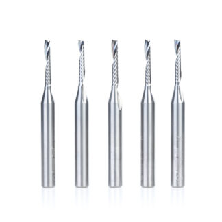 51486-5  5-Pack Solid Carbide CNC Spiral 'O' Single Flute, Aluminum Cutting 1/8 Dia x 3/4 x 1/4 Shank x 2-1/2 Inch Long Up-Cut Router Bit