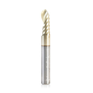 51880-Z Solid Carbide CNC Spiral 'O' Flute Ball Nose Up-Cut, Aluminum Cutting 1/8 R x 1/4 Dia x 5/8 x 1/4 Shank ZrN Coated Router Bit