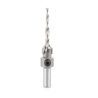 55124 Carbide Tipped 82 Degree Countersink with Slow Spiral Stepped Drill, #8 & #9-10 Screws 7/16 Dia x 11/64 Drill Dia x 5/16 Round Shank
