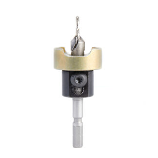 55160 Carbide Tipped 82 Degree Countersink with Adjustable Depth Stop and No-Thrust Ball Bearing, For Festool® CENTROTEC® System 3/8 Dia x 3/32 Drill Dia