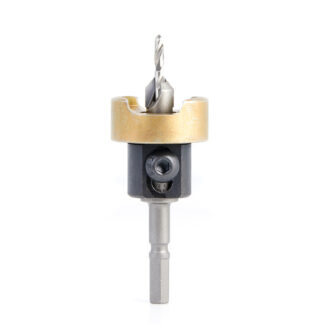 55164 Carbide Tipped 82 Degree Countersink with Adjustable Depth Stop and No-Thrust Ball Bearing, For Festool® CENTROTEC® System 3/8 Dia x 1/8 Drill Dia