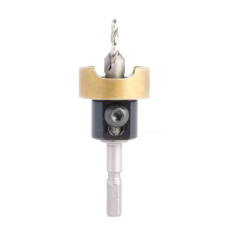 55166 Carbide Tipped 82 Degree Countersink with Adjustable Depth Stop and No-Thrust Ball Bearing, For Festool® CENTROTEC® System 3/8 Dia x 9/64 Drill Dia
