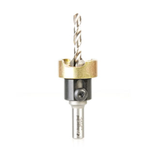55244 Carbide Tipped 82 Degree Countersink with Adjustable Depth Stop and No-Thrust Ball Bearing, 1/2 Dia x 1/4 Drill Dia x 10mm Round Shank