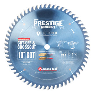 610600C Electro-Blu™ Carbide Tipped Prestige® Cut-Off and Crosscut 10 Inch Dia x 60T ATB, 10 Deg, 5/8 Bore, Non-Stick Coated