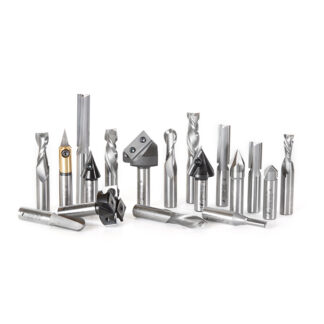 AMS-139 18-Pc Advanced General Purpose CNC Router Bit Collection, 1/2 Inch Shank