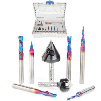 AMS-257-M 8-Pc CNC General Purpose Router Bit Set, 6mm Shank, Packed In Tanos Systainer Plastic Case