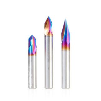 AMS-310-K 3-Pc CNC Spektra™ Extreme Tool Life Coated  30°, 60° & 90° V-Groove, Signmaking & Lettering Pack, 1/4 Inch Shank