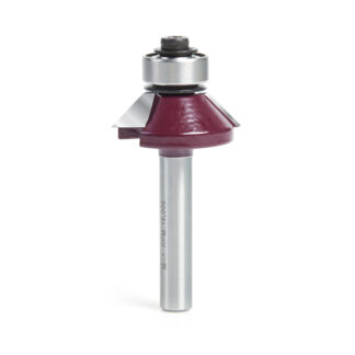 MD224 Carbide Tipped Bevel Laminate Trim 45 Deg x 1-1/16 Dia x 9/32 x 1/4 Inch Shank with Ball Bearing