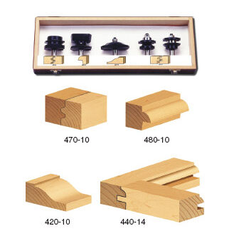 440-14 Carbide Tipped Concave Stile & Rail 2-Piece Set 1/4 Radius x 1-5/8 Dia x 1-1/16 x 1/2 Inch Shank with Ball Bearing for 3/4 to 1 Inch Material