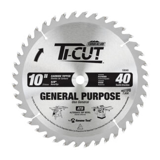 10040 Carbide Tipped Ti-Cut™ General Purpose & Finishing 10 Inch Dia x 40T ATB  18 Deg  5/8 Bore