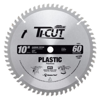 10061 Carbide Tipped Ti-Cut™ Plastic 10 Inch Dia x 60T MTC  -2 Deg  5/8 Bore