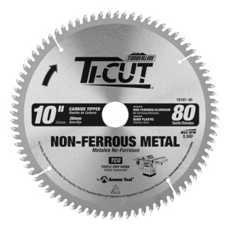 10181-30 Carbide Tipped Ti-Cut™ Aluminum & Non-Ferrous 10 Inch Dia x 80T TCG  -5 Deg  30mm Bore