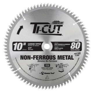 10181 Carbide Tipped Ti-Cut™ Aluminum & Non-Ferrous 10 Inch Dia x 80T TCG  -5 Deg  5/8 Bore