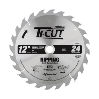12024 Carbide Tipped Ti-Cut™ General Purpose & Finishing 12 Inch Dia x 24T ATB  10 Deg  1 Inch Bore