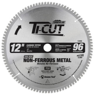 12096 Carbide Tipped Ti-Cut™ Aluminum & Non-Ferrous 12 Inch Dia x 96T TCG  -5 Deg  1 Inch Bore