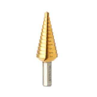 608-782 Titanium Coated Step Drill Bit 3/16 - 7/8 Dia x 1/4 Inch Shank
