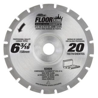 63020 Carbide Tipped Floor King Comparable to Roberts® 10-47-6  Designed for Jamb/Undercut 10-46 & 10-55 Saws 6-3/16 Inch Dia x 20T ATB  18 Deg  20mm Concave Bore