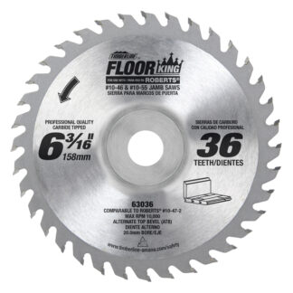 63036 Carbide Tipped Floor King Comparable to Roberts® 10-47-2  Designed for Jamb/Undercut 10-46 & 10-55 Saws 6-3/16 Inch Dia x 36T ATB  18 Deg  20mm Concave Bore