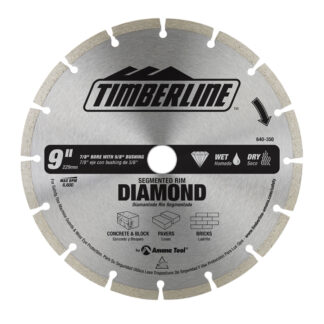 640-350 Segmented Rim Diamond 9 Inch Dia x 7/8 Bore