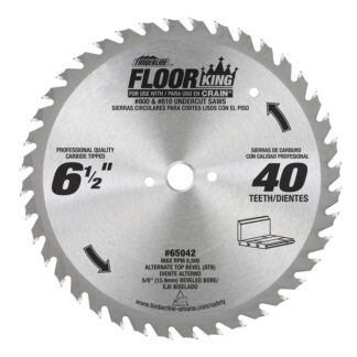 65042 Carbide Tipped Floor King Designed for 800 & 810 Jamb/Undercut Saws  Comparable to Crain 804  6-1/2 Inch Dia x 40T ATB  5/8 Bevel Bore