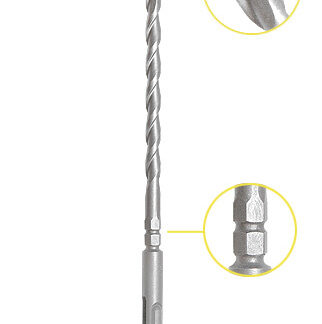 613-502 Carbide Tipped Hexagonal Slotted Drive System Drill Bit Plus 2 Flute 3/16 Dia x 3 x 7 Inch Long