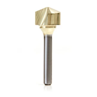 45741 Carbide V-Groove 135 Deg. Folding for Composite Material Panels Like TCM, CCM, ACM, 0.078 Inch Tip Width x 1/2 x 3/4 Dia. x 1/4 Inch Shank ZrN Coated Router Bit