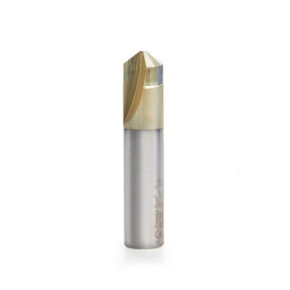 45785 Carbide V-Groove 108 Deg. Folding for Composite Material Panels Like TCM, CCM, ACM, 0.090 Inch Tip Width x 3/8 x 1/2 Dia. x 1/2 Inch Shank ZrN Coated Router Bit