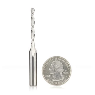 46030 Solid Carbide CNC Foam Cutting Up-Cut Ball End Spiral 1/8 Dia x 1-1/8 x 1/4 Shank x 2-1/2 Inch Long Router Bit
