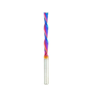 46566-K Solid Carbide CNC Spektra™ Extreme Tool Life Coated Foam Down-Cut Cutting Square End Spiral 1/4 Dia x 2-1/4 x 1/4 Shank x 4 Inch Long Router Bit