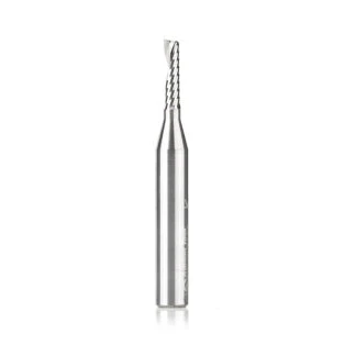 51411 Solid Carbide CNC Spiral 'O' Single Flute, Plastic Cutting 1/8 Dia x 1/2 x 1/4 Shank x 2 Inch Long Up-Cut Router Bit
