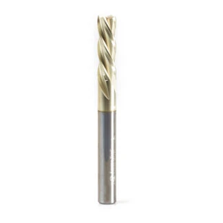 51535 Solid Carbide CNC Spiral for Glass Reinforced Plastic Cutting 1/4 Dia x 3/4 x 1/4 Shank Down-Cut ZrN Coated Router Bit