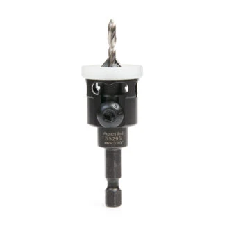 55295 Carbide Tipped 82 Degree Countersink with Adjustable Low Friction Depth Stop, 1/2 Dia x 9/64 Drill Dia x 1/4 Inch Quick Release Hex Shank