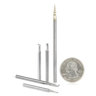 AMS-161 5-Pc Aluminum Cutting Solid Carbide Spiral 'O' Flute CNC Router Bit Pack, 1/8 Inch Shank